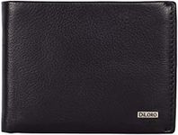 DiLoro Wallets for Men Bifold RFID Leather Mens Wallet Flip ID Coin Compartment (Midnight Black)