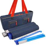 American-Wholesaler Inc. New! - American Mah Jongg Set by Linda Li - 166 Premium White Tiles 4 All-in-One Rack/Pushers Denim Blue Soft Bag - Stylish Full Size Complete Mahjong Set