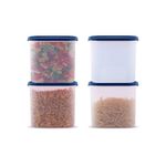 SKY Oval Airtight Kitchen Storage Container Set/Modular Kitchen/for Rice, Flour, Sugar, Cereals, Snacks/Stackable, 4 Pieces,1800 ml x 4,Blue