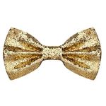 PROUSKY Gold Glitter Sequin Bow Tie, Sparkly Pre-tied Bow Tie for Men Novelty Bowite for Cocktail Hen Wedding Party Costume Fancy Dress