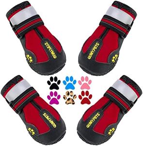 QUMY Dog Shoes for Large Dogs, Medium Dog Boots & Paw Protectors for Winter Snowy Day, Summer Hot Pavement, Waterproof in Rainy Weather, Outdoor Walking, Indoor Hardfloors Anti Slip Sole Red Size 6