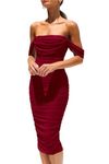 PRETTYGARDEN Women's Midi Ruched Bodycon Dresses Casual Off Shoulder Sleeveless Tight Fitted Summer Dress (Wine Red,X-Large)