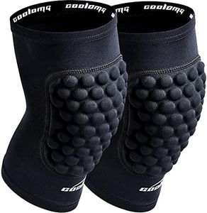 COOLOMG Basketball Knee Pad for Kids Youth Adult, Compression Anti-slip Knee Sleeve for Volleyball Football, Sports Knee Protector (1 Pair) Black M