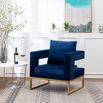 Roundhill Furniture Lenola Upholstered Accent Arm Chair, Blue 29.75D x 27.5W x 34.5H Inch