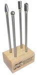 Kodiak Cutting Tools 1E-MU75-4FGG USA Made Long Carbide Bur Set on 6" Long x 1/4" Diameter Shanks, Double-Cut, Assorted (Pack of 4)