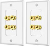 tunghey 2Pack Speaker Wire Wall Plate, Gold Plated Speaker Wall Plate, Banana Plug Wall Plate for 2 Speaker (2 Speaker)