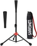 FDLS Baseball Batting tee for Adults and Youth Teens, Portable Tripod Stand Base Tee Easy Adjustable Height 26 to 39 inches for Hitting Training Practice, with Carrying Bag (Black and Rubber top)