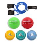 PowerNet Arm Care Bundle | Baseball Softball Strength and Conditioning PowerBands + Plyo Balls + Weighted Baseballs | Rehab Throwing Injuries | Build Arm Strength (Blue | Intermediate)