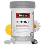 Swisse Biotin+ New Improved Formula with 100% RDA of Biotin (Manufactured In Australia) Boosts Keratin Levels, Reduce Hair Loss and Promote Regrowth with Nicotinamide, Rose Hips & Vitamin C For Healthy Hair, Skin & Nails For Both Men & Women (60 Tablets)