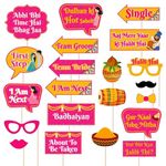 Festiko® Haldi Ceremony Photo Booth Party Props Set of 25 Pcs for Wedding Photo Booth/Haldi Photo Booth, Haldi Props for Bride and Family.