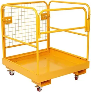 36"x36" inch Forklift Safety Cage Heavy Duty Collapsible Work Platform Forklift with Wheels