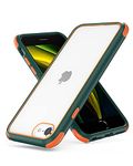 MobNano Compatible with iPhone SE 2020/2022 5G and iPhone 7/8, Ultra Thin Hybrid Case, Soft TPU Shockproof Bumper Anti Scratch Cover for iPhone 7/8/SE2020/SE2022 - Green/Orange