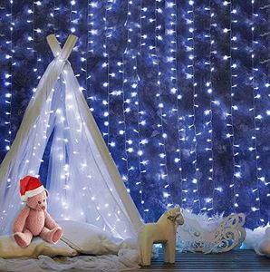 Jingle Jollys Christmas Lights Cold White LED Curtain Light, Outdoor Decorations, 6m x 3m 600 Bulbs for Home Indoor Decor Party Wedding Waterproof Twinkle Fairy Flashing