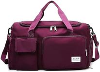 FAMEWORLD Nylon 44 cms Imported Travel Duffle Bag Sports Gym Shoulder Bag for Women with Wet Pocket & Shoe Compartment Weekender Overnight Travel Luggage Bag (44 x 18 x 29 cm) (Wine)