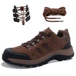 CC-Los Men's Waterproof Hiking Shoes Lace-Free Lightweight & Breathable No Tie Outdoor Work Shoes Brown Size 10.5-11 New Upgrade