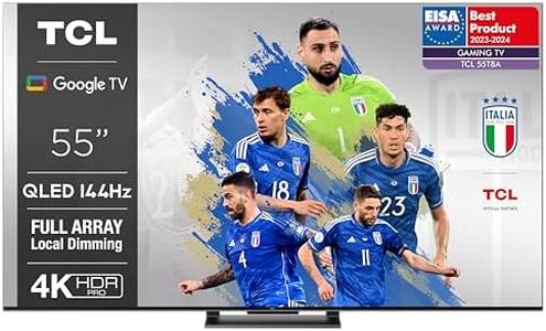 TCL 55T8A TV QLED 55”, VRR 144Hz, 4K Ultra HD, Full Array Local Dimming, Google TV (Dolby Vision & Atmos, Controllo vocale Google Assistant hands-free, compatibile con Alexa)