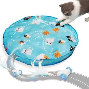 Pubialo Jouet interactif pour Chat d'appartement pour Adultes, roulement Rapide et activé par Le Mouvement, Cache-Cache avec Attrape-Souris, stimule l'instinct de Chasse