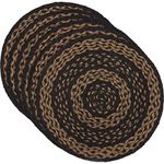 VHC Brands Classic Country Primitive Tabletop & Kitchen-Farmhouse Jute Black Round Tablemat Set of 6, Red