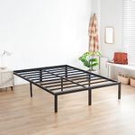 Olee Sleep 14 Inch Heavy Duty Steel Slat Anti-Slip Support, Easy Assembly Platform Bed Frame, Noise Free Steel Mattress Foundation, Maximum Storage, No Box Spring Needed, Black (Queen Size)