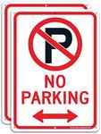 (2 Pack) No Parking Sign with Symbo