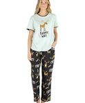 Lazy One Women's Pajama Set, Short Sleeves with Cute Prints, Relaxed Fit, Trophy Wife Blue Pajama Set, Medium