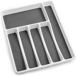 Zulay Kitchen Silverware Organizer Tray - 6-Compartment Non Slip Kitchen Utensil Organizer With Soft-Grip Interior Lining - Space Saving Utensil Drawer Organizer For Drawer & Silverware Holder