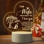 Wife Gifts from Husband - BeneCharm Engraved Night Light Gift for Wife, Wife Gift Ideas, Birthday, Christmas, Anniversary Day Gifts for Wife - Warm White Light, Heart-Shaped