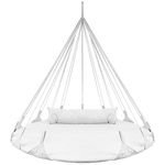 Sorbus Hanging Swing Nest Pillow, Double Hammock Daybed Saucer Style Lounger Swing, 264 Pound Capacity Indoor/Outdoor Use (Swing Nest - White)