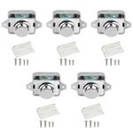 5PCS Push Button Latch Catch Drawer Replacement Keyless Door Lock Cupboard Door Motorhome Caravan Cabinet Knob Zinc Alloy Pop Up for 15-18mm Thickness Cabinet Boat Horsebox Camper Van RV Silver