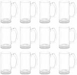 12 Libbey Beer Mugs Set, 12 oz. - Groomsmen Glassware - Clear