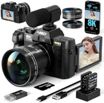 True 8K 64MP Digital Camera for Photography(Black)