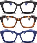 DXYXYO Reading Glasses 2.0 Women Blue Light Blocking Mens Oversized Rectangle Computer Readers 3 Pack Retro Fashion Oprah Style Square