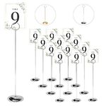 HOHIYA 12pc Table Number Holders 12 Inch Place Card Holder Stands Chrome Silver Tall for Photos Food Signs Memo Notes Weddings Restaurants Birthdays Party