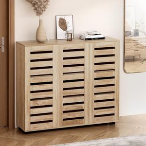 Artiss Shoe Cabinet, 30 Pairs Wooden Storage Rack Cabinets Bench Box Drawers Organiser Shoes Shelf Drawer, Cupboard Hallway Home Decor Bedroom Furniture Display Wardrobe Sturdy Construction
