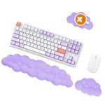 Wasarmir Cloud Keyboard Wrist Rest, Soft Memory Foam Ergonomic Keyboard Wrist Support with Mouse Wrist Rest and Cup Pad, Keyboard Stand Hand Arm Rest for Home, Office, Computer, Laptop, Gaming, Purple