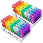 Pill Organizer Monthly - (Pack of 2) Am/Pm Daily Pill Organizer 32 Day Pill Cases for Each Day, Pill Dispenser and Monthly Pill Organizer Box for Vitamins, Medicine and Medication …