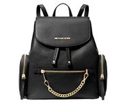 Michael Kors Jet Set Medium Pebbled Leather Backpack (Black), Black, Medium, Drop