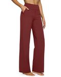 G4Free Wide Leg Pants for Women Yoga Dress Pants with Pockets High Waist Work Business Casual Sweatpants Dark Burgundy