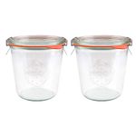 EcoBaker X2 WECK 742 580ml Wide Mouthed Storage Jars Including Glass Lids, Seals & Clamps For Sourdough, Preserving, Canning, Yoghurt, Kimchi, Jam.