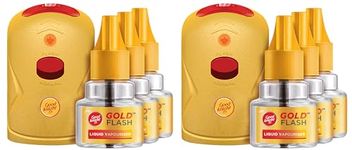 Good Knight Gold Flash Liquid Vapourizer | Mosquito Repellent Combo Pack | Machine + Pack Of 6 Refills (45Ml Each)