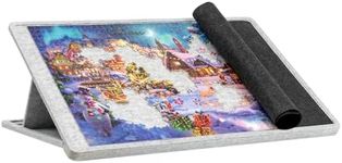 Lavievert Tilting Jigsaw Puzzle Board with Cover, 3 Angle Adjustable Puzzle Table, Lightweight Felt Jigsaw Storage Holder/Saver, for Games Up to 1000 Pieces - Light Gray