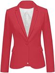 luvamia Women's Long Sleeve Formal Notch Lapel Button Down Blazer Pockets Jacket, A True Red, Large