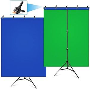 Blue Green Screen Backdrop Kit, HEMMOTOP 2-in-1 6.5x5 ft Green Screen Stand for Streaming,Blue Greenscreen Background with Adjustable Photo Backdrop Stand for Photography,Zoom with Carrying Case&Clips