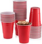 Selibration Plastic Reusable Bright Red Colour Cup Set for Occasional Party, Strong Reusable Glass, Leakproof Recylable, Great for Water Juices Milk & More Party & Event Supplies (Set of 50pcs)