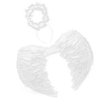 Jackcell Angel Wings and Halo Headband for Kids Costumes, Feather Dress up Props Fancy Cosplay Party for Children Women (White, Small-(2-8 years old))