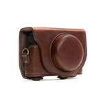 MegaGear MG284Sony Cyber-shot DSC-RX100 VII, Cyber-shot DSC-RX100 VI, DSC-RX100 V, DSC-RX100 IV, DSC-RX100 III Ever Ready Leather Camera Case with Strap - Dark Brown