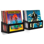 Hudson Hi-Fi Vinyl Display Holder - 2 Pack Record Display Shelf - Solid Steel Vinyl Wall Mount & Record Display, Quick Access Vinyl Record Wall Mount - Vinyl Record Shelf, Fits 25 LPs, Black Satin