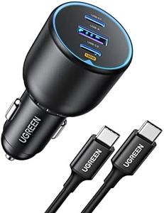 UGREEN 130W USB C Car Charger, PD 100W +PD 30W Type C Car Charger Adapter, Fast Charging Car Charger Compatible with iPhone 15/15 Plus/15 Pro/15 Pro Max, iPad, MacBook, and More