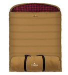 TETON Sports Canvas Mammoth Queen-Size Double Sleeping Bag; Warm and Comfortable for Family Camping, Brown Canvas, 94" x 62"