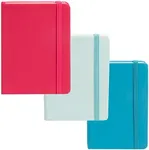 Simply Genius A6 Pocket Size Mini Notebooks with Hardcover - Ruled Small Pocket Journal Set for School, Home & Office - 124 pages (3.7" x 5.7") with Inner Pocket (Pink/Light Blue/Turquoise, 3 Pack)